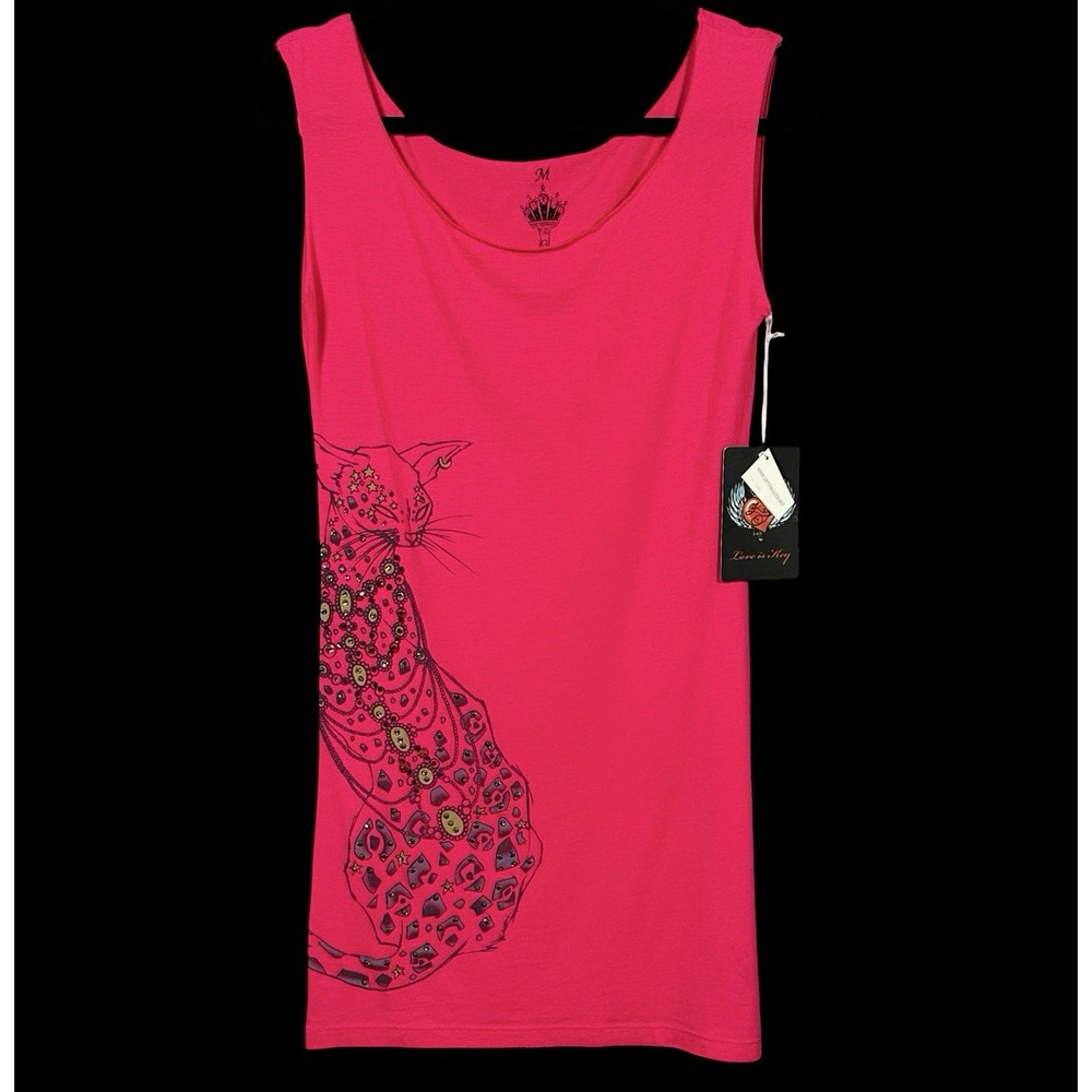 Key by Key Closet Y2K Hot Pink Swarovski Crystals Cat Mini Dress M Made USA NWT
